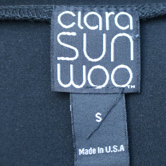 Clara Sun Woo Open Cold Shoulder Shark Bite Hem Knit Long Sleeve Tunic Sz SMALL - Picture 6 of 7